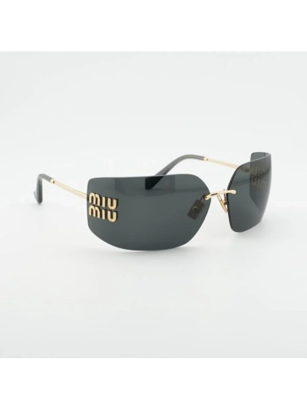 Miu Miu MU54YS 5AK5S0 Sunglasses Gold Geometric Frame, Dark Grey Lenses